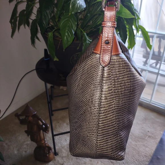 Dooney & Bourke Textured Brown and Black Shoulder Bag - Picture 9 of 12